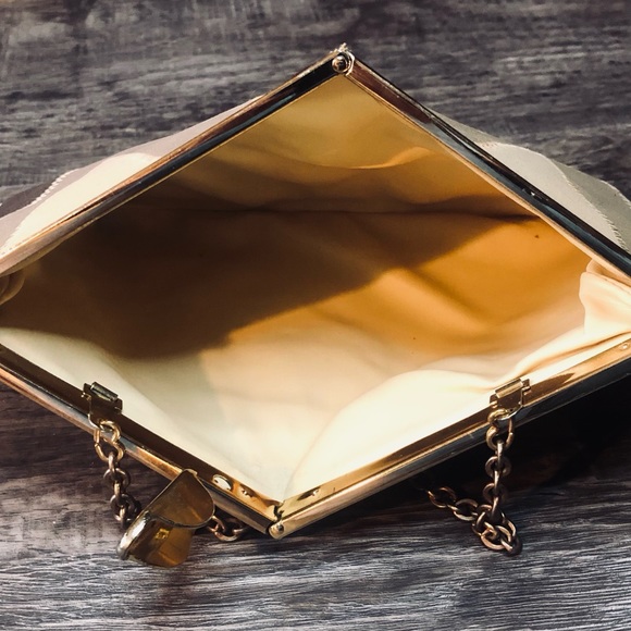 Vintage Ideal Patchwork Color-block Purse Handbag Metal Chain Strap - Picture 7 of 7